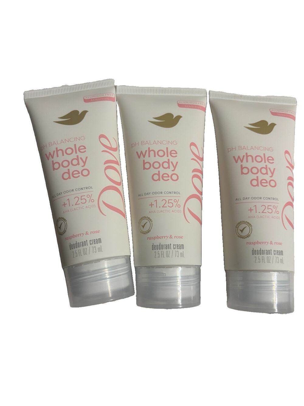 3 Pack - Dove Whole Body Deodorant Invisible Cream, Raspberry & Rose, 2.5oz